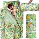 Jungle Safari Toddler Nap Mat with Pillow & Blanket – 1” Memory Foam Sleeping Mat for Daycare, Preschool, Travel, Non-Slip & Easy Clean – Kids Ages 2–6