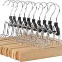 Amazon Basics Sturdy Wooden Pants Hangers - Natural, 10-Pack