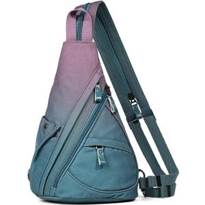 KL928 Canvas Sling Bag - Small Crossbody Backpack Shoulder Casual Daypack Rucksack for Men Women(Large Version) (Canvas-violet+grayishblue)