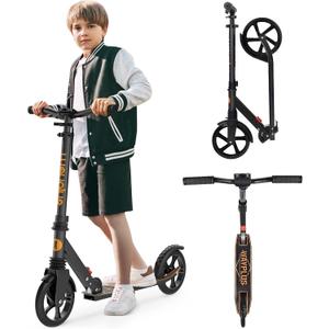 WAYPLUS KS1 Kick Scooter for Ages 6+,Kid, Teens & Adults. Max Load 240 LBS. Foldable, Lightweight, 8IN Big Wheels for Kids, Teen and Adults, 4 Adjustable Levels. Bearing ABEC9 FED Fitness