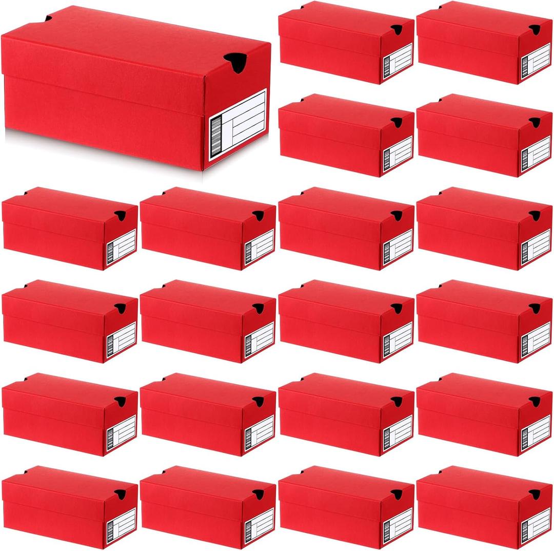 20 Sets Mini Shoe Gifts Boxes for Party Favors 4 x 2.3 x2 inch Small Gifts Box with Editable Label Mini Sneaker Box Sports Theme Christmas Party Gifts Box for Candies Cookies Snacks(Red)