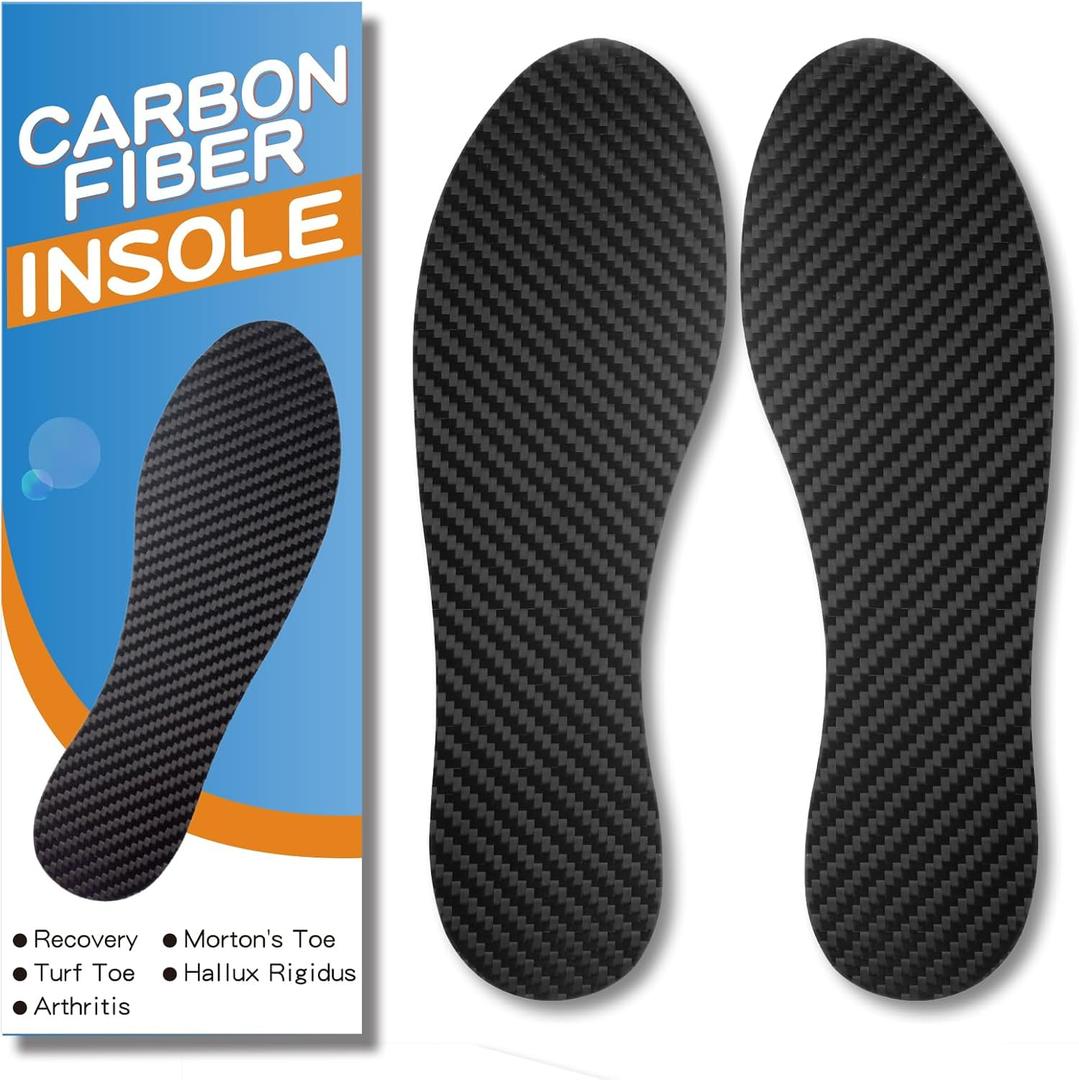 1 Pair Carbon Fiber Insole for Men Women Rigid Carbon Fiber Shoe Insert Carbon Fiber Foot Plate for Hallux Rigidus Limitus, Turf ToeMorton's Toe (11.45 / 290mm - Men's 11.5 / Women's Size 12.5)