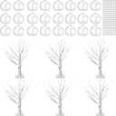 VIHOSE 6 Pcs Valentine's Day Birch Tree with Lights 24 Inch Artificial Trees with 36 Hanging Glass Globe & 20 Crystal Beads Garland Ornaments for Table Centerpiece Home Wedding Parties Decorations