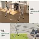 63 Inches Heavy-Duty Stainless Steel Folding Clothes Drying Rack Clothing Indoor Outdoor Anti-Rust 20 Windproof Hooks Portable & Foldable Laundry Rack (63'')
