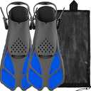Sugaroom Swim Fins Open Heel, Adjustable Snorkel Fins Diving Fins with Mesh Bag, Snorkeling Gear Flippers Travel Size Short Flippers for Lap Swimming Scuba Dive Adult Men Women Kids Size: S/M(Adult US Size 4.5-8.5)