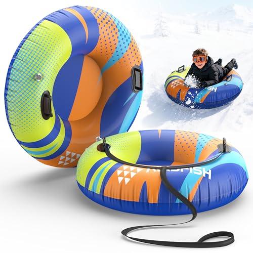 AirsFish 1 Snow Tube Inflatable (450 lbs Capacity) - Heavy Duty 0.75mm Freeze-Resistant PVC with Reinforced Tow Leash & Deep Cushioned Seat - Winter Outdoor Sled, Style Name: 36″