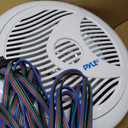 Pyle 6.5 Inch Dual Marine Speakers - IP44 Waterproof and Weather Resistant Outdoor Audio Stereo Sound System with Built-in Led Lights, 150 Watt Power and Polypropylene Cone - 1 Pair (White)