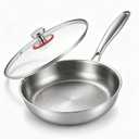 Titanium Pan for Cooking - Titanium Alloy, No Coating Titanium Cookware Frying Pan Hammered Pans Safe Durable Scratch-Resistant Compatible with All Cooktops (10.23in)