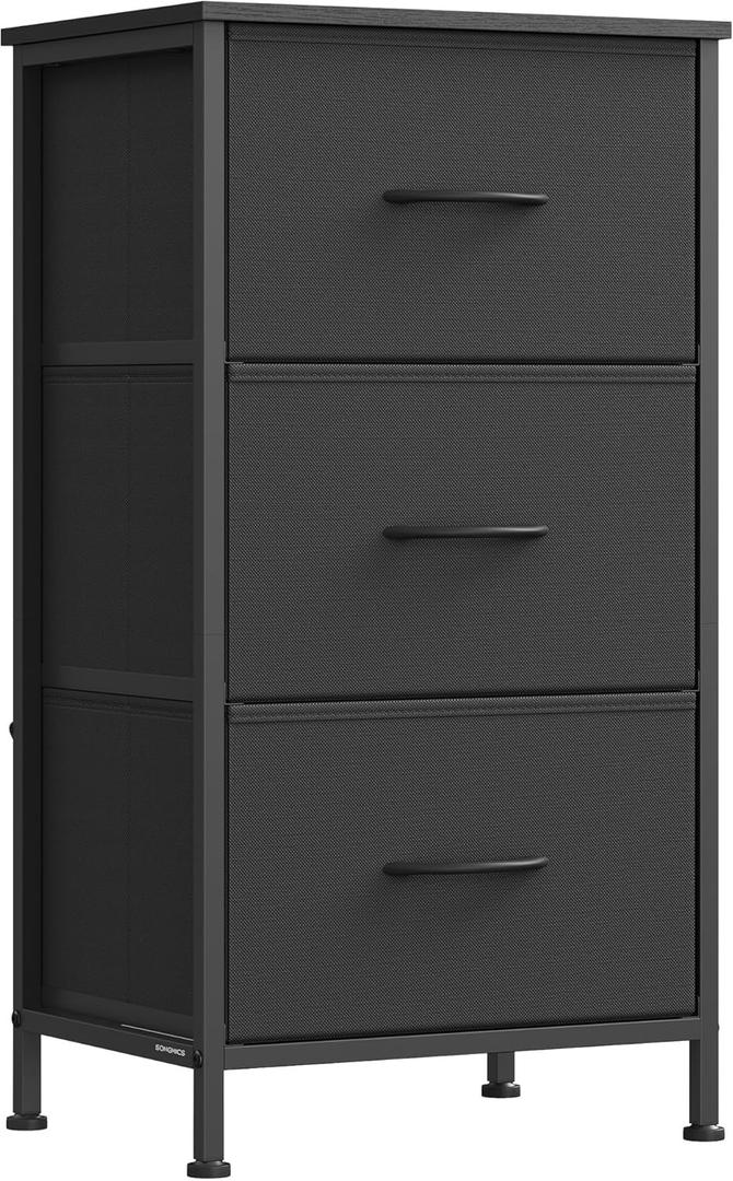 SONGMICS Dresser for Bedroom, Small Dresser with 3 Fabric Drawers, 11.8"D x 15.6"W x 29"H (3 Drawers)