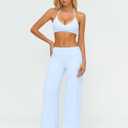ABOCIW Two Piece Workout Sets for Women V Neck Halter Sports Bra Straight Leg Yoga Pants Gym Pilates Outfits (Blue, S)