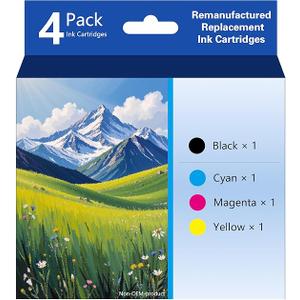 T220XL Remanufactured Ink Cartridges Replacement for E220XL T220XL Ink Cartridges use for Workforce WF-2630 WF-2650 WF-2660 WF-2750 WF-2760 XP-420 XP-320 Printer (4pack)