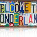 Vintage Welcome License Plate Welcome To Wonderland Wall Decor Metal Tin Sign For Bar Home 12 x 6 Inches