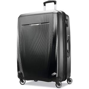 Samsonite Winfield 3 DLX Hardside Expandable Luggage with Spinners, Silver, Checked-Large 28-Inch