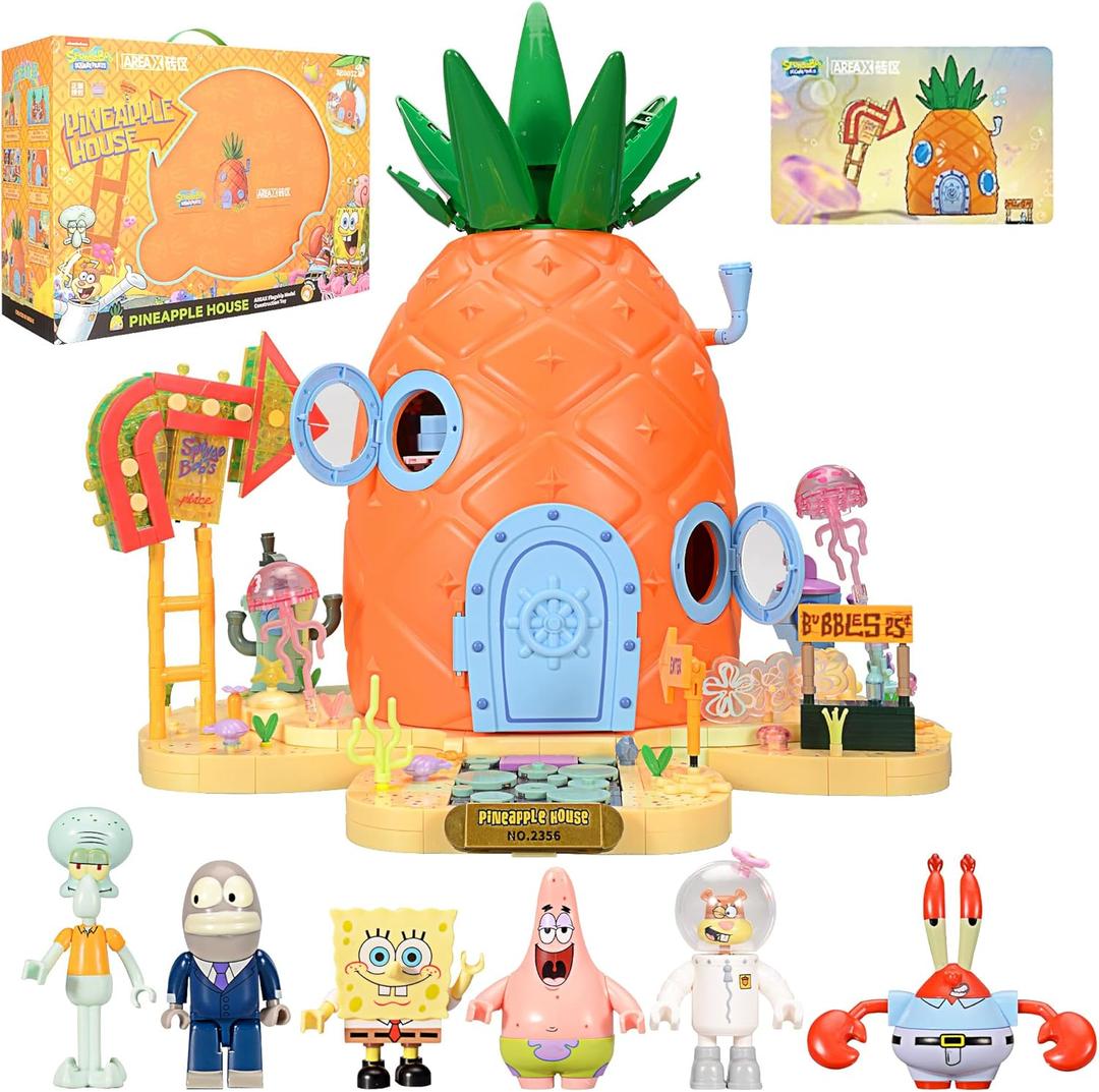 Toy Building Brick Blocks Toys Sets Display Box kit Action Figures Pineapple House Patrick Stone Star Home for Boys and Girls Kids Age 2-4, 3-5, 5-7, 8-12 Fans Gift (2313 pcs)