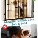 No Pawblems Retractable Safty Gate, 45" Wide Metal Adjustable Dog Gate for Doorways, Stairs & Hallways, 30" Tall, Auto Retract Design, No Bottom Bar, Black
