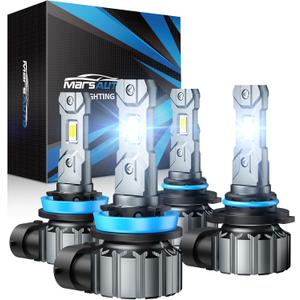 Marsauto M1S 9005/HB3 H11/H9/H8 Bulbs Combo, 900% 60000LM Brighter 9005 H11 Lights, 6000K Cool White HB3 H8 Bulbs fog, 3-Mins Plug and Play, IP68, Pack of 4