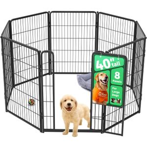 FXW Homeplus Unleashed Indoor Dog Playpen - Stress-Free and Safe Play, Heavy Duty 40 Inch 8 Panels Dog Pen for Medium and Large Dogs, BlackPatented