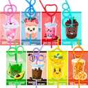 Valentines Day Cards for Kids with 32 Pack of Crazy Loop Reusable Drinking Straws, Bulk Valentine Exchange Cards for Girls Boys School Class Exchange Gifts Prizes, Valentine's Party Favors, 8 Styles