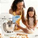 Flour Funnel for Kitchen Aid Mixer, Silicone Flour Funnel Foldable Kitchen Funnels Stand Mixer Attachment, Fits Kitchen Aid Artisan Ksm150 5-Quart Tilt-Head Stand Mixer, Easy-Pour & Mess Free - Blue