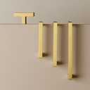 QOGRISUN 5 Pack Solid Brass Cabinet Pulls, 3-3/4 Inch Hole Center, Brushed Matte Gold Square Drawer Handles, Modern Brass Hardware for Kitchen Dresser Bathroom Cupboard Furniture