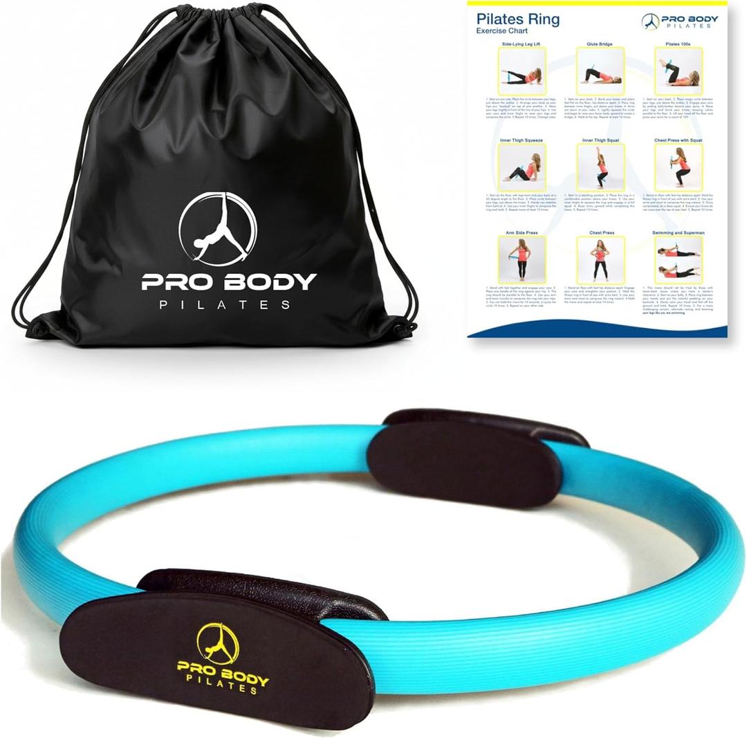 ProBody Pilates Circle - 14 Inch Magic Circle Pilates Ring | 30 lb Resistance, Dual Foam Grips, Inner Thigh Exerciser, Pilates at Home Equipment, Carry Pouch, Pilates Essentials
