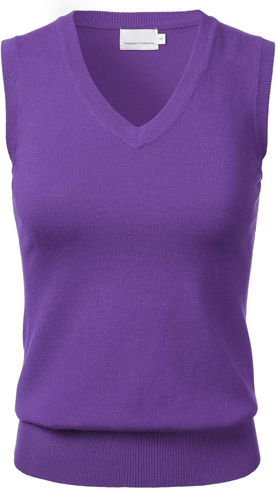 Cielo Women's V-Neck Sleeveless Stretch Pullover Premium Sweater Vest Top (S)