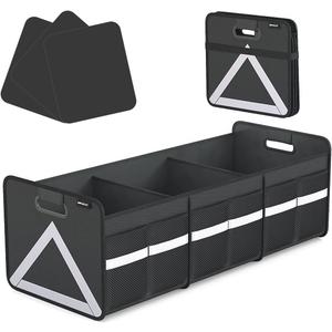 Trunk Organizer for SUV, 65L Large Universal trunk organizers for car with Multi Pockets, Foldable Heavy Duty Collapsible Trunk Storage Organizer with Reflective Stripe