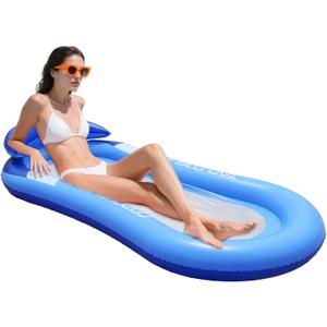 Pool Float Adult, Inflatable Pool Float Raft Pool Floaties Loungers Floats with Headrest for Beach Lake Swimming Pool Floating Tanning Pool (Blue)