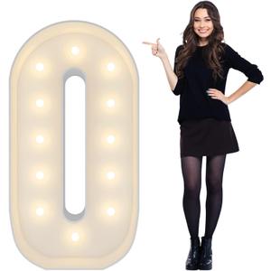 4FT Marquee Light Up Number Pre-Cut Frame Giant Marquee Numbers 0, Mosaic Numbers for Balloons, 20th 30th 40th 50th 60th Birthday Anniversary Decorations Party Decor