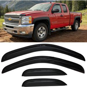 07-13 4pcs Window Visors for Chevrolet Silverado/GMC Sierra 1500 2500HD 3500HD Extended Cab Rain Guard Sun Vent Shade Wind Deflectors