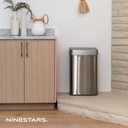Ninestars 13 Gallon Automatic Trash Can, 50L Touchless Motion Sensor Garbage Can with Odor-Sealing Lid, Rectangular Stainless Steel, Silver Trim