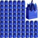 Qilery 50 Pcs Christmas Mini Paper Gift Bags Bulk with Tissue Paper Small Gift Bags with Handle and Tags for Birthday Wedding Thanksgiving Christmas Party Business(Royalblue,4.7 x 2.4 x 3.9'')