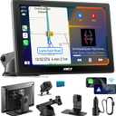 IK5 9" Wireless Apple CarPlay & Android Auto Screen, Portable Car Stereo with 4K Dash Cam & 1080p Backup Camera, Add CarPlay to Any Vehicle, Touchscreen, Mirror Link