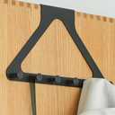 Black Door Hook Metal Material Integrated Triangle 6 Hooks for Hanging Clothes, Hats, Hangers, Wallets, Towels, Keys on The Door