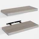 Venusmiles Floating Shelves for Wall, Wall Mounted Shelves with Invisible Brackets, 3 Small Wood Floating Wall Shelf Shelves for Living Room, Bedroom, Kitchen, Bathroom (Grey, 15" W x 6" D x 1" H)