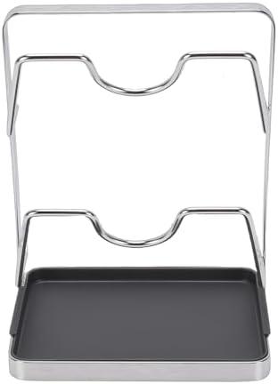 OVAQUIXI Pot Lid Holder, 2 in 1 Stainless Steel Kitchen Organizer for Pot Lids and Utensils for Countertop Storage (2 Tier)