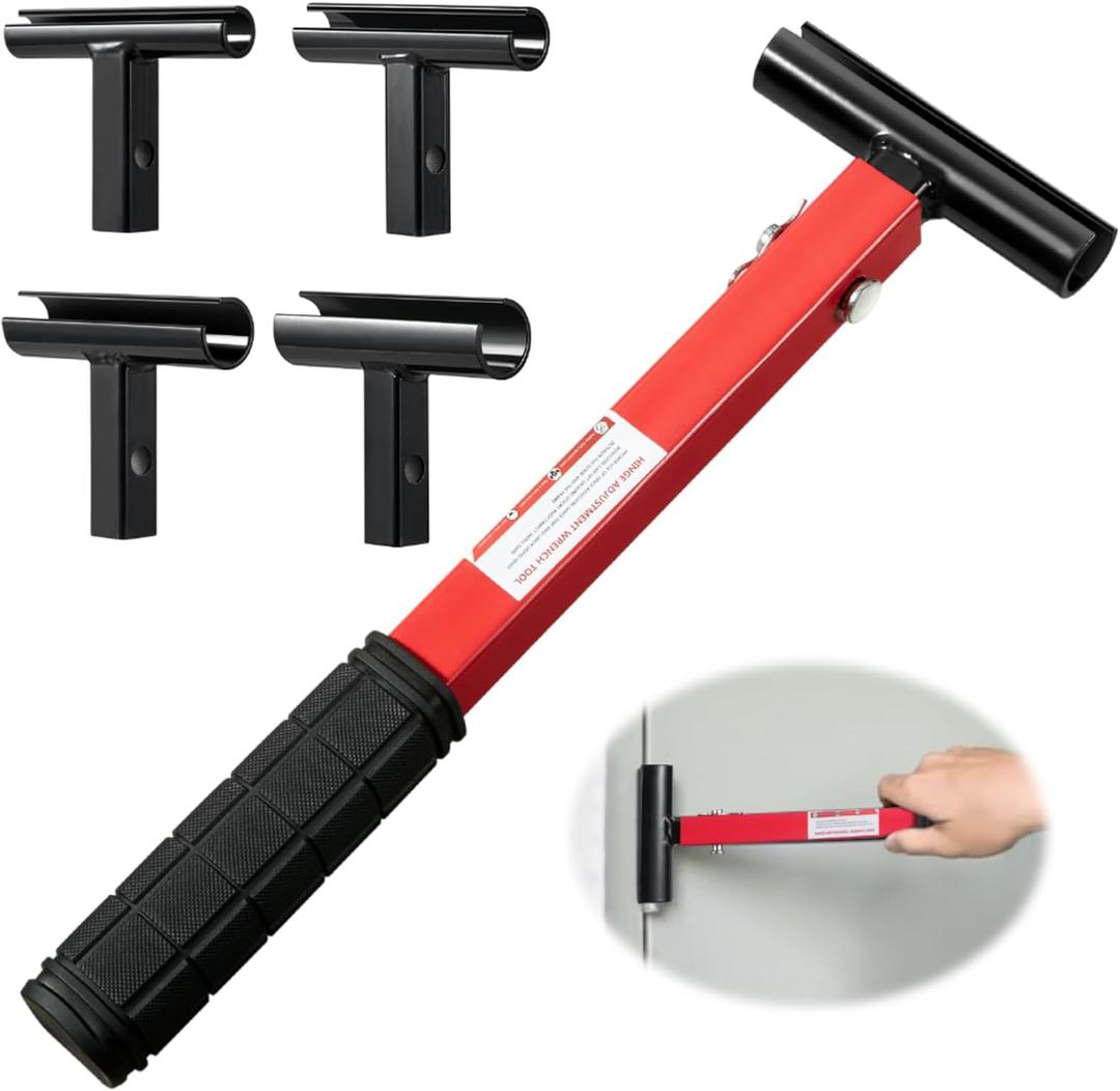 Door Hinge Adjustment Tool kit, 4-in-1 Hinge Maintenance Tool Suitable for Various Door Hinge Gaps, Heavy-Duty Paint Steel Hinge Wrench with Rubber Grip, Basic Tools for Repair Package