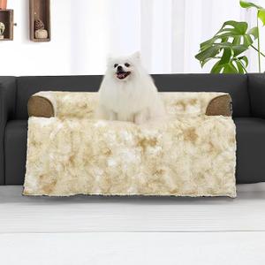 Calming Dog Couch Bed for Medium Dogs/Cats, 35 x 31 inch Waterproof Removable Dog Mat Couch Cover for Furniture Protector, NonSlip Fluffy blunique Pet Bed for Couch, Sofa  TieDye Khaki