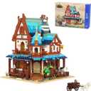 Mini Bricks 1767PCS Fairy Tale Medieval Vintage Post Station Building Blocks, Creative Ideals Village House Architecture Building, Best Halloween for 14+ Boys, Girls or Kids Adults