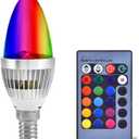 Pilipane E14 Color Changing Light Bulb, 3W RGBW Bulb Candle Base with LED Bulbs, Smart Light Bulbs for Home, Party, Christmas for Mood Lighting