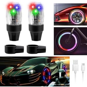 YUERWOVER Tire Lights for Car LED Bike Wheel Light Flash Lantern Bicycle Firefly Valve Stem Cap Motorcycle Tyre Spoke Lamp Waterproof Decoration Accessories for SUV Truck Golf Cart