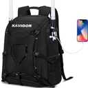 Baseball Bag for Youth and Adult, Softball Backpack 50L Large Capacity, Equipment Backpack with Laptop Compartment and Charge Port (Black)