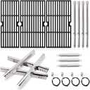 Adviace Grill Replacement Parts for Charbroil Performance 4 Burner 463347017, 463335517, 463342119, 463376017, G470-0002-W1, G470-0003-W1, 18 Cast Iron Grates, Heat Plates, Burners Parts