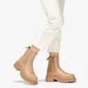 Bacia Chelsea Boots Women Lug Sole Ankle Boots Chunky Heel Slip On Booties (7, Apricot)