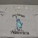 Womens No Kings in America Flag Protest Save Democracy V-Neck T-Shirt (Gray, XS)