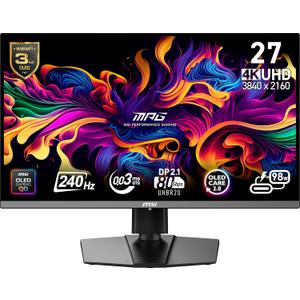 MSI MPG 272URX QD-OLED 27-inch 3840 x 2160 (UHD) Computer Monitor, 240Hz, Adaptive-Synch, HDMI, DP Port, VESA Mountable, Tilt, Speaker, 0.03ms, Black
