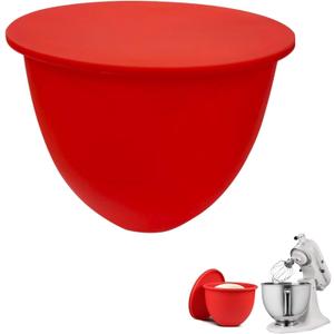 Silicone Liners for KitchenAid Mixer 5 Quart,Silicone Bowl Liners with Lid Kitchen Aid Mixers Accessories-Red