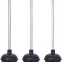 NEIKO 60180A Toilet Plungers, 3 Pack, Patented All-Angle Design, Heavy Duty, Aluminum Handle, Residential, Commercial, and Industrial Building Sanitation Use
