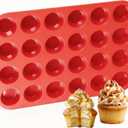 CAKETIME Silicone Muffin Pan Mini 24 Cups Cupcake Pan, Nonstick Food Grade Silicone Mold Baking Pan 1 Pack