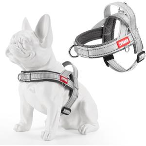 Escape-Proof Dog Harness Medium Size Dog Soft No Pull Padded Lightweight Reflective Adjustable Breathable Mesh Harness with Handle - Step in Medium Sized Vest Harness for Puppy, Gray, M